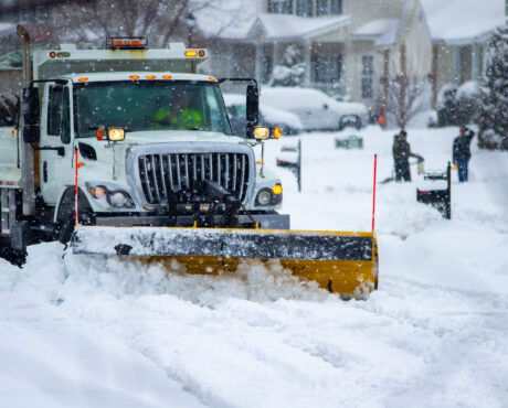 Front,View,Of,City,Services,Snow,Plow,Truck,With,Yellow